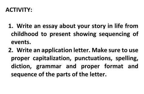 activity instructions essay application letter