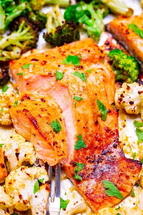 10 Minute Sheet Pan Dijon Lemon Salmon And Vegetables Health And