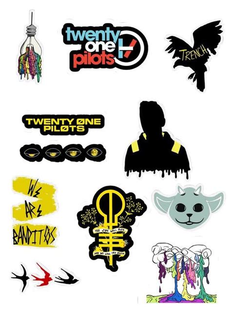 🎸🥁 Super Cool And 21 Pilots Vinyl Sticker Pack Perfect For Decorating Your Water Twenty One