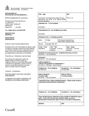 Fillable Online Return Bids To Retourner Les Bb Buyandsellgcca Fax