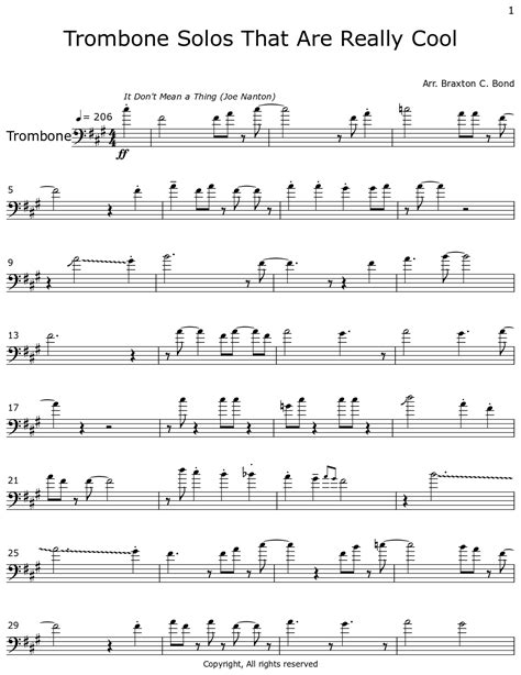 Trombone Solos That Are Really Cool Sheet Music For Trombone