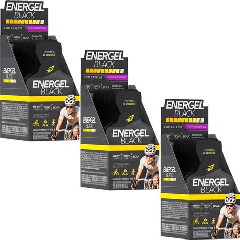 Kit 3X Energel Black 10 Sachês Guaraná c açaí BodyAction OtimaNutri