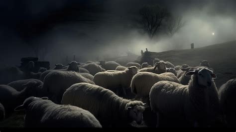 Premium Ai Image Herd Of Sheep At Night Insomnia Concept Ai Generated