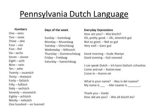 Pennsylvania Dutch Language Lessons