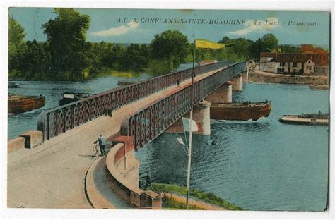 Conflans Sainte Honorine Le Pont Panorama Carte Postale Ancienne