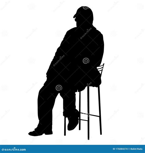 Silhouette Of An Old Man Sitting On A Chair Stock Vector Illustration