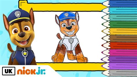 Paw Patrol | Colour In: Chase | Nick Jr. UK - YouTube