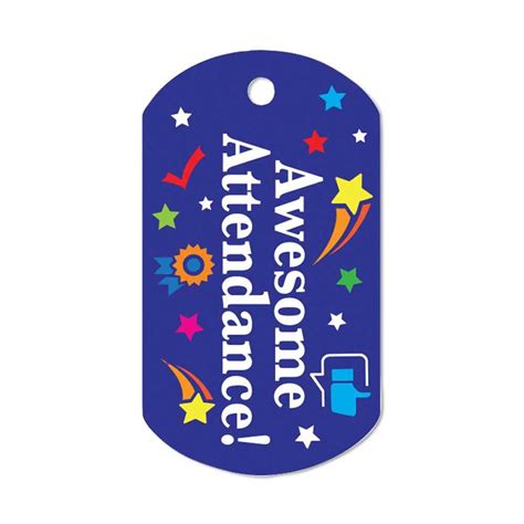 Awesome Attendance Laminated Award Tags With 24 Chains Pack Of 25