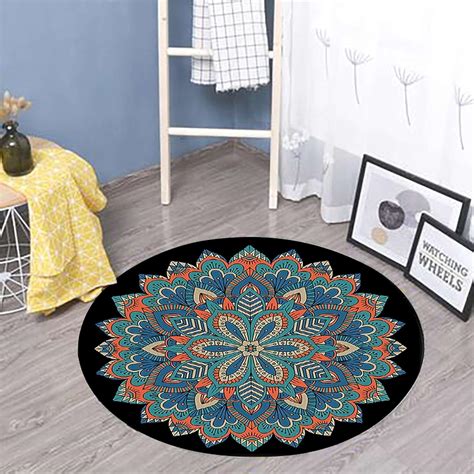 Amazon Round Area Rug Ft Bohemian Mandalas Colorful Flowers