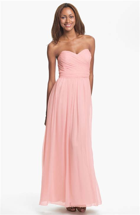 Jill Stuart Strapless Silk Chiffon Sweetheart Gown In Pink Light Rose