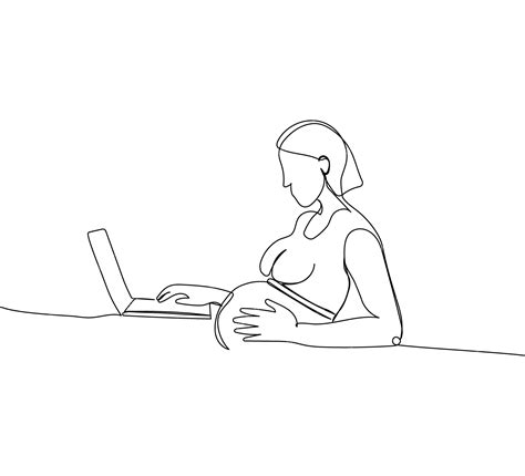 Premium Vector Working Pregnant One Line Art Continuous Line Drawing Of Pregnancy Motherhood