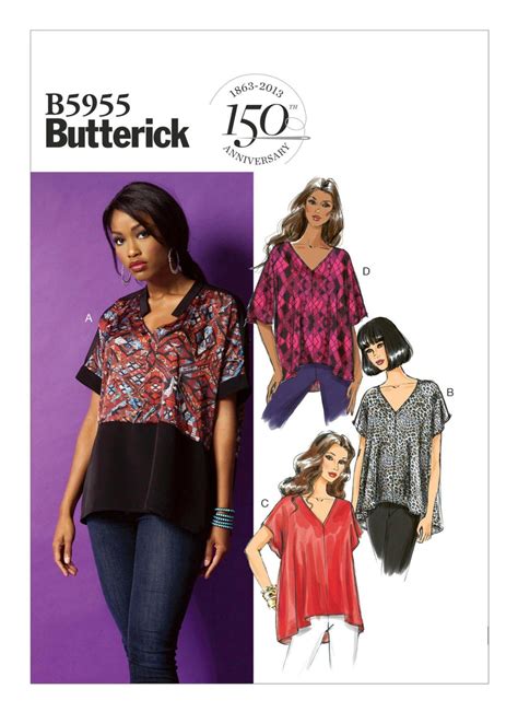 Misses V Neck Pullover Tops Butterick Sewing Pattern B5955 Etsy