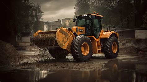 The Cat Wheel Loader Is Sitting In Mud Background Loader Pictures