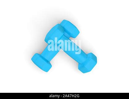 Blue Dumbbells Isolated On White Background Stock Photo Alamy