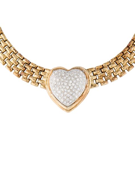 Necklace 14k 204ctw Diamond Heart Choker Necklace Gold 14k Yellow Gold Choker Necklaces