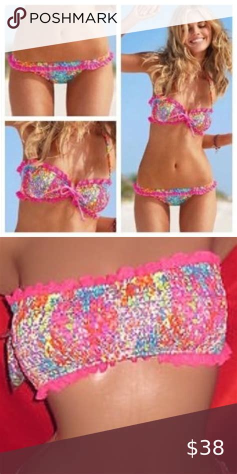 Victoria Secret Bikini Swimsuit Ruched Ruffle Larg Victoria Secret