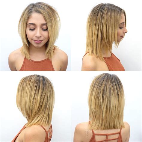 Long Blonde Textured Bob with Face Framing Layers - The Latest ...