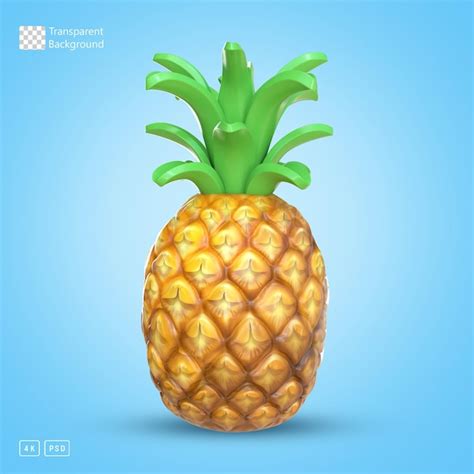 Premium PSD 3d Rendering Pineapple Fruit