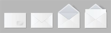 Realistic blank white envelope mockup, open and closed envelopes ...