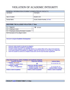 Violation Of Academic Integrity Doc Template Pdffiller