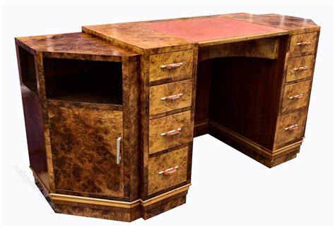 Large Art Deco Walnut Office Desk