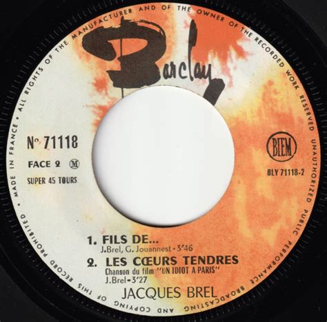 La Chanson Des Vieux Amants De Jacques Brel 1967 45T X 1 Barclay