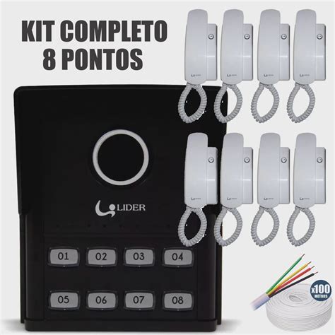 Kit Interfone Porteiro Eletronico Coletivo 8 Pontos Submarino