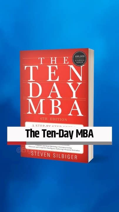 The 10 Day Mba By Steven Silbiger Shorts Trending Best Book Summary