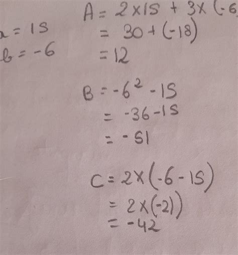 Exercice Calculer Chaque Expression Pour A Et B En