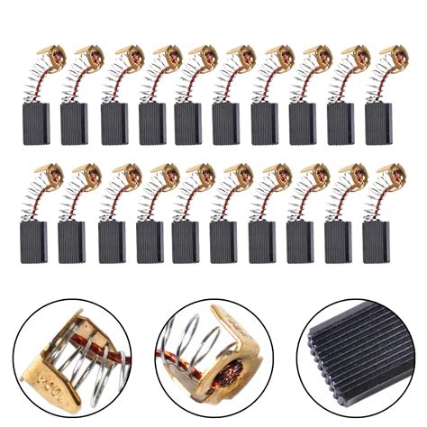 20pcs Motor Carbon Brushes 15x10x6mm For Electric Hammer Drills Circular Saw Chop Saws Angle