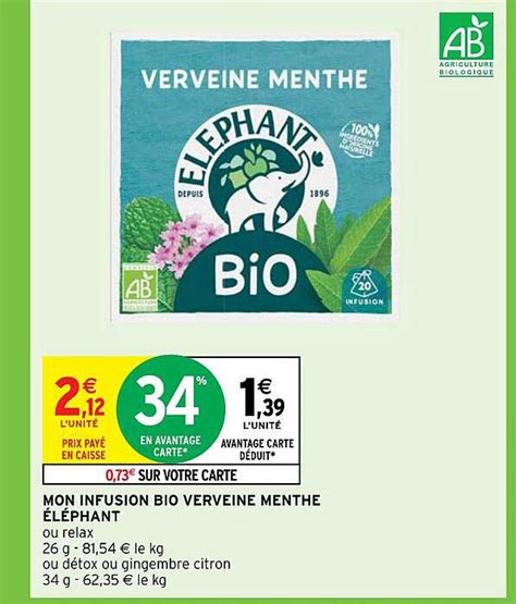 Promo Mon Infusion Bio Verveine Menthe L Phant Chez Intermarch