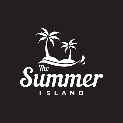 Beach Summer Vacation Creative Logo Template With Waves Palm Trees And