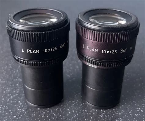 PAIR OF LEICA Plan 10X 25 Microscope Eyepieces Reticle 1 Day Auction