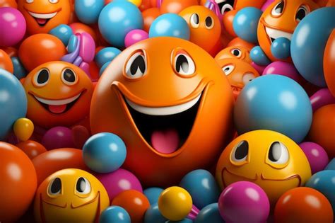 Premium AI Image | an orange smiley face surrounded by many colorful ...