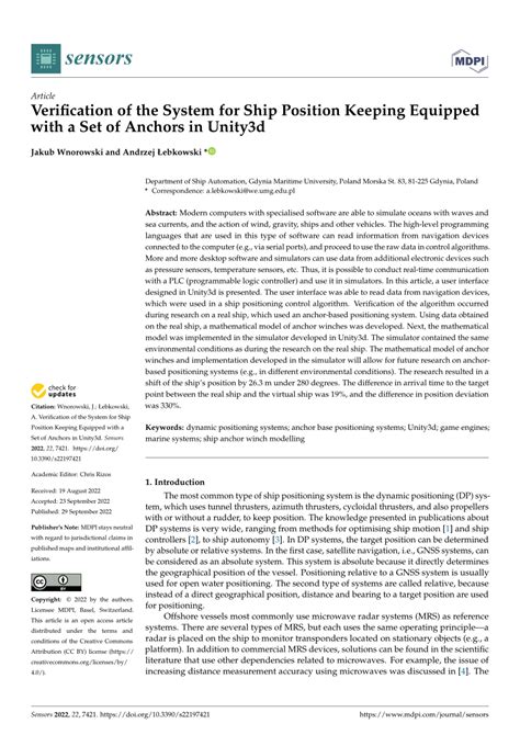 Pdf Verification Of The System For Ship Position Keeping Equipped