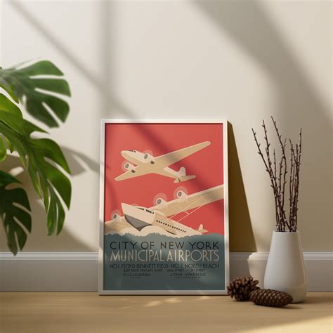 Vintage Art Deco Airplane Wall Art, Art Deco Poster Print Exhibition ...