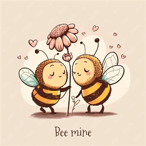 Premium Vector Two Cute Bees Are Hugging