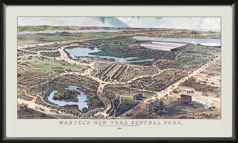 Vintage City Maps - Central Park in New York City, 1864 by Pierre Martel