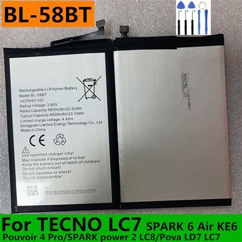 Original New Mah Bl Bt Battery For Tecno Lc Spark Air Ke