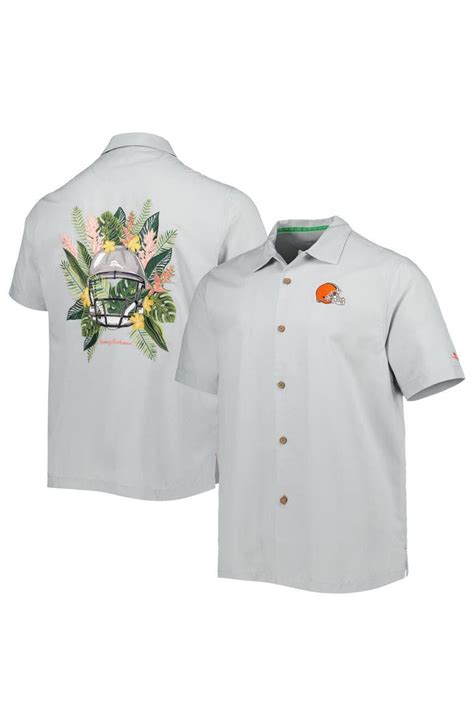 Tommy Bahama Mens Tommy Bahama Gray Cleveland Browns Coconut Point Frondly Fan Camp Islandzone