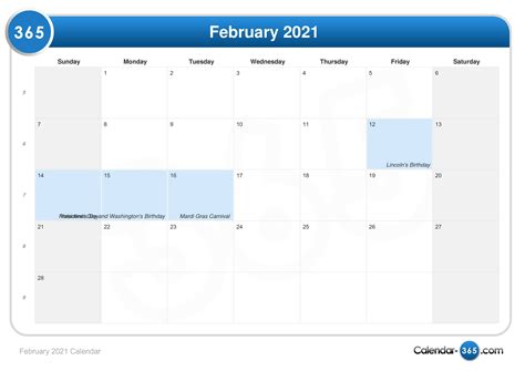 February 2021 Calendar