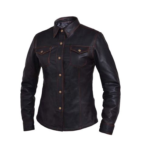 Lightweight Ladies Premium Lightweight Leather Motorcycle Shirt