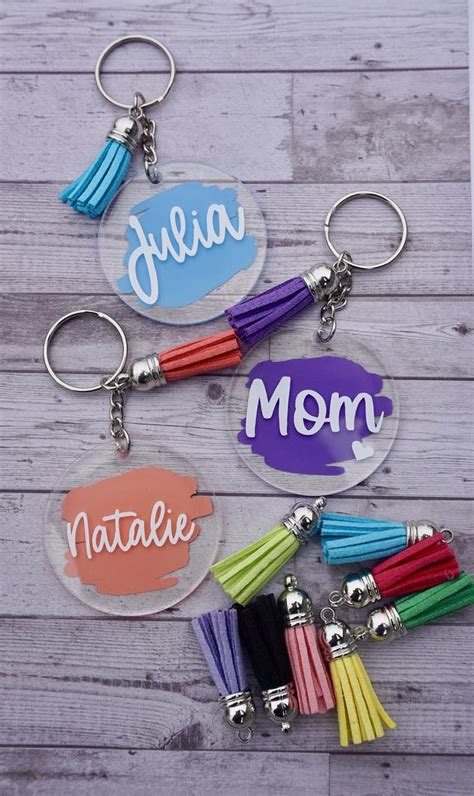 Personalized Name Keychain Round Acrylic Keychain Name Keychain With