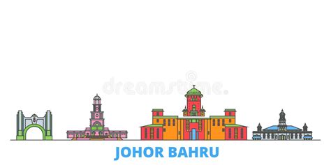 Malaysia Johor Bahru City Skyline Isolated Vector Illustration Icons