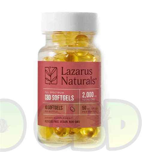 Lazarus Naturals Cbd Capsules Full Spectrum Liquid Softgels 50mg Cbd Marketplace Shop