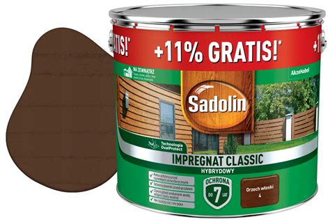 SADOLIN Wydajny Impregnat Do Drewna CLASSIC Orzech Włoski 9L 1L