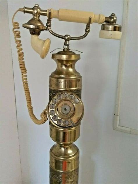 Rare Vintage S Brass Floor Model Rotary Dial Phone Tall