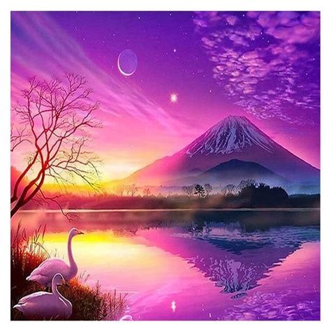 5D Diamond Painting Pink Sky Ocean Sunset Kit - Bonanza Marketplace