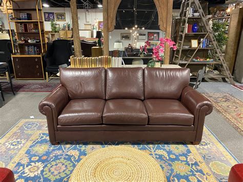 Ethan Allen Bennett Roll-Arm Leather Sofa | North Furnishings