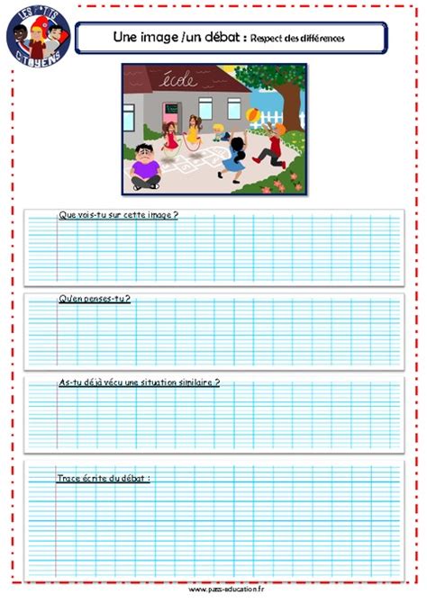 Respect des différences Cm1 Cm2 1 image 1 débat Les p tits